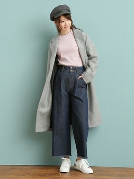 「Honeys（ハニーズ）のアイテム（チェスターコート）」を使った、ハニーズさん（レディース・166cm）の冬コーディネート