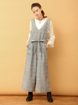 「Honeys（ハニーズ）のアイテム（オールインワン・サロペット）」を使った、ハニーズさん（レディース・161cm）の冬コーディネート