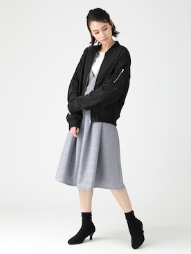 「フレア」｜「アイテム（ブルゾン）」を使った、ハニーズさん（レディース・161cm）の冬コーディネート