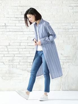 「Honeys」｜「アイテム（シャツワンピース）」を使った、ハニーズさん（レディース・161cm）の春コーディネート