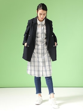 「Honeys」｜「アイテム（シャツワンピース）」を使った、ハニーズさん（レディース・161cm）の春コーディネート