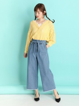 「透かし編みニット」｜ハニーズさん（レディース・167cm）の春コーディネート