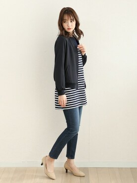「ハニーズ」｜「アイテム（チュニック）」を使った、ハニーズさん（レディース・166cm）の春コーディネート