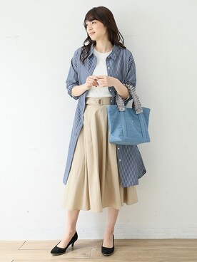 「Honeys」｜「アイテム（シャツワンピース）」を使った、ハニーズさん（レディース・168cm）の春コーディネート