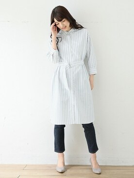 「Honeys」｜「アイテム（シャツワンピース）」を使った、ハニーズさん（レディース・168cm）の春コーディネート