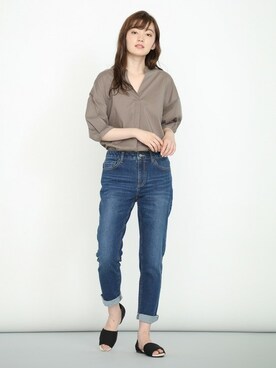 「Honeys（ハニーズ）のデニムテーパードパンツ（デニムパンツ）」を使った、ハニーズさん（レディース・167cm）の夏コーディネート