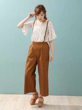 「シャーリング」｜「アイテム（チノパンツ）」を使った、ハニーズさん（レディース・160cm）の夏コーディネート