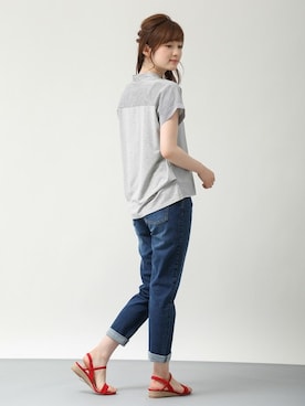 「テーパードデニム」｜「アイテム（チュニック）」を使った、ハニーズさん（レディース・167cm）の夏コーディネート
