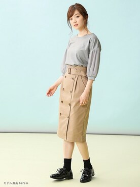 「Honeys（ハニーズ）のトレンチ風タイトスカート（スカート）」を使った、ハニーズさん（レディース・167cm）の夏コーディネート