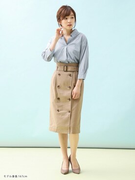 「Honeys（ハニーズ）のトレンチ風タイトスカート（スカート）」を使った、ハニーズさん（レディース・167cm）の夏コーディネート