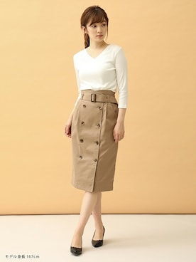 「Honeys（ハニーズ）のトレンチ風タイトスカート（スカート）」を使った、ハニーズさん（レディース・167cm）の夏コーディネート