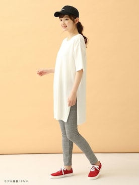 「ハニーズ」｜「アイテム（チュニック）」を使った、ハニーズさん（レディース・167cm）の夏コーディネート