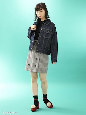「Honeys」｜「アイテム（デニムジャケット）」を使った、ハニーズさん（レディース・166cm）の秋コーディネート