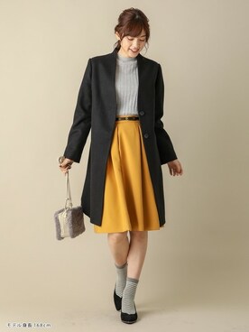 「Honeys（ハニーズ）のアイテム（チェスターコート）」を使った、ハニーズさん（レディース・168cm）の秋コーディネート
