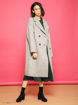 「レトロ」｜「アイテム（チェスターコート）」を使った、ハニーズさん（レディース・161cm）の冬コーディネート