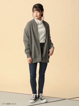 「Honeys（ハニーズ）のアイテム（ブルゾン）」を使った、ハニーズさん（レディース・165cm）の冬コーディネート