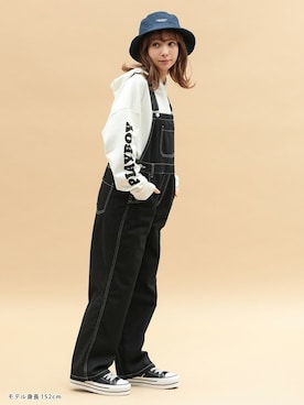 「Honeys（ハニーズ）のアイテム（オールインワン・サロペット）」を使った、ハニーズさん（レディース・152cm）の冬コーディネート