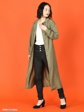 「Honeys（ハニーズ）のアイテム（シャツワンピース）」を使った、ハニーズさん（レディース・165cm）の春コーディネート