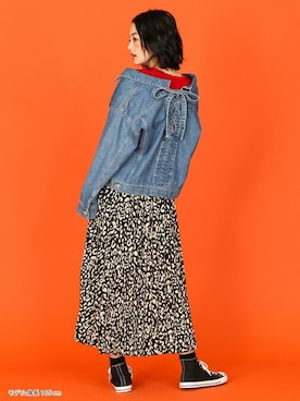 「Honeys」｜「アイテム（デニムジャケット）」を使った、ハニーズさん（レディース・166cm）の春コーディネート