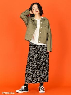 「Honeys」｜「アイテム（デニムジャケット）」を使った、ハニーズさん（レディース・166cm）の春コーディネート