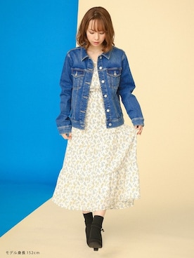 「Honeys」｜「アイテム（デニムジャケット）」を使った、ハニーズさん（レディース・152cm）の春コーディネート
