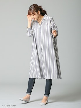 「Honeys（ハニーズ）のアイテム（シャツワンピース）」を使った、ハニーズさん（レディース・168cm）の春コーディネート