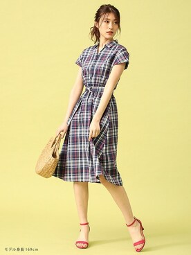 「Honeys」｜「アイテム（シャツワンピース）」を使った、ハニーズさん（レディース・169cm）の夏コーディネート