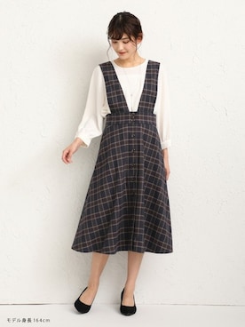 「Honeys」｜「アイテム（ジャンパースカート）」を使った、ハニーズさん（レディース・164cm）の秋コーディネート