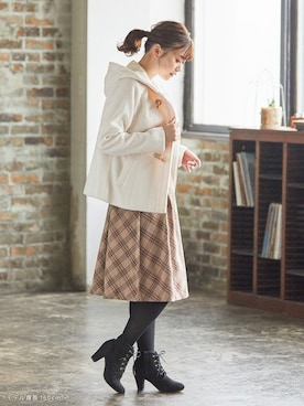 「Honeys（ハニーズ）のアイテム（ダッフルコート）」を使った、ハニーズさん（レディース・160cm）の秋コーディネート