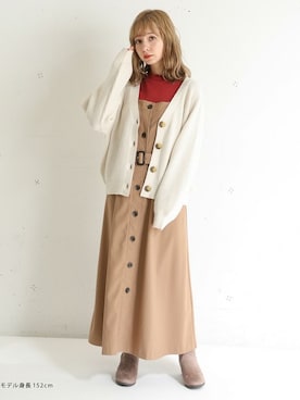 「Honeys」｜「アイテム（ジャンパースカート）」を使った、ハニーズさん（レディース・152cm）の秋コーディネート