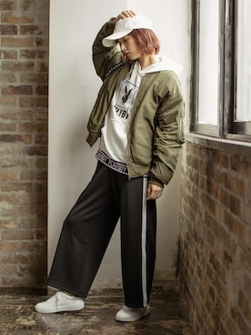 「Honeys（ハニーズ）のアイテム（ブルゾン）」を使った、ハニーズさん（レディース・166cm）の秋コーディネート