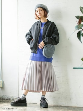 「Honeys（ハニーズ）のアイテム（ブルゾン）」を使った、ハニーズさん（レディース・166cm）の秋コーディネート