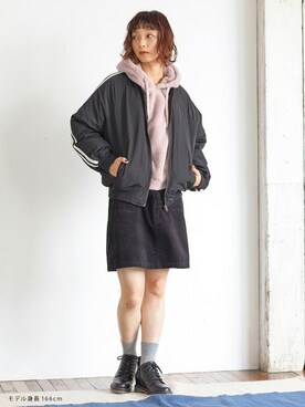 「Honeys（ハニーズ）のアイテム（ブルゾン）」を使った、ハニーズさん（レディース・166cm）の秋コーディネート