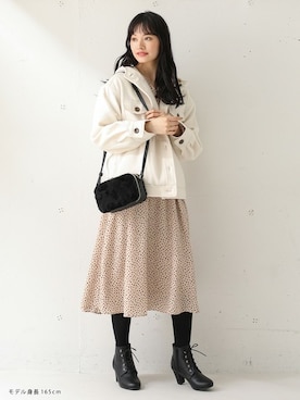 「Honeys（ハニーズ）のアイテム（ブルゾン）」を使った、ハニーズさん（レディース・160cm）の冬コーディネート