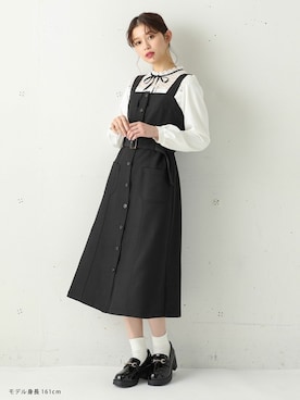 「アイテム（ジャンパースカート）」を使った、ハニーズさん（レディース・161cm）の春コーディネート