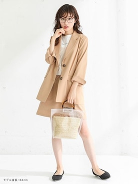 「Honeys（ハニーズ）のアイテム（アンサンブル）」を使った、ハニーズさん（レディース・160cm）の春コーディネート