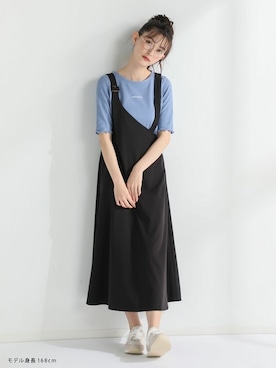 「Honeys」｜「アイテム（ジャンパースカート）」を使った、ハニーズさん（レディース・168cm）の春コーディネート