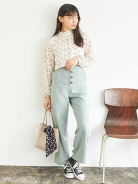 「ハイネックトップス」｜ハニーズさん（レディース・165cm）の夏コーディネート