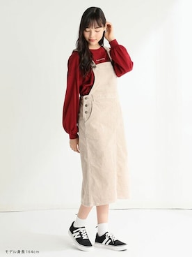 「Honeys」｜「アイテム（ジャンパースカート）」を使った、ハニーズさん（レディース・164cm）の秋コーディネート