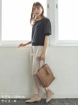 「袖ボリューム」｜「アイテム（その他シューズ）」を使った、ハニーズさん（レディース・164cm）の春コーディネート