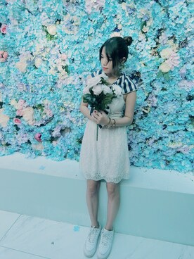 「Abercrombie&Fitch（アバークロンビーアンドフィッチ）のアイテム（ワンピース/ドレス）」を使った、Helen Chiuさん（レディース・158cm）の夏コーディネート