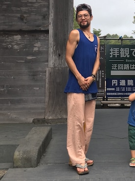 「HUG（ハグ）のアイテム（パンツ）」を使った、꧁東根市(未)公認市長候補꧂さん（メンズ・164cm）の秋コーディネート