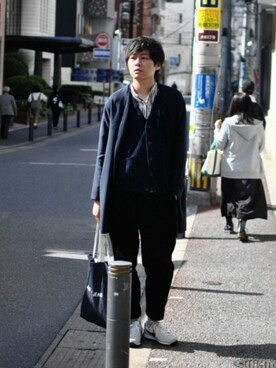 「秋」｜「アイテム（ピーコート）」を使った、ケイリンさん（メンズ・182cm）の秋コーディネート