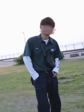 「Eddie Bauer（エディーバウアー）のアイテム（デニムパンツ）」を使った、yasukeさん（メンズ・163cm）の夏コーディネート