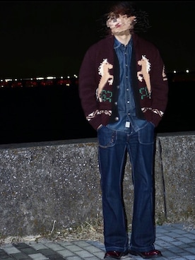 「Eddie Bauer（エディーバウアー）のアイテム（デニムパンツ）」を使った、yasukeさん（メンズ・163cm）の冬コーディネート