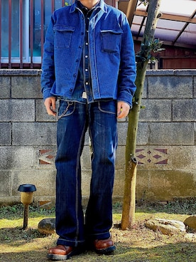 「Eddie Bauer（エディーバウアー）のアイテム（デニムパンツ）」を使った、yasukeさん（メンズ・163cm）の春コーディネート