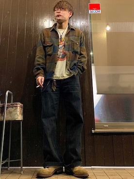 「45R（フォーティファイブアール）のアイテム（デニムパンツ）」を使った、yasukeさん（メンズ・164cm）の秋コーディネート