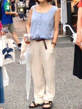 「LARS LARSEN（ラースラーセン）のアイテム（アナログ腕時計）」を使った、いきこさん（レディース・153cm）の夏コーディネート