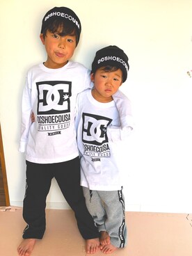 「DC（ディーシー）のアイテム（帽子）」を使った、ちゃんちーさん（キッズ・100cm）の冬コーディネート