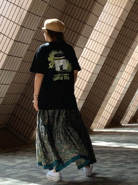 「oversize」｜「アイテム（キャスケット）」を使った、Wingss.さん（レディース・153cm）の夏コーディネート